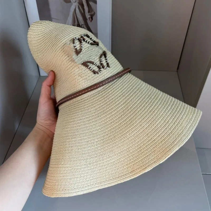 Hat Classic Broad-brimmed hat Summer New Jacquard Embroidered Fisherman Pieced  Woven Beach Sunshade Straw Hat