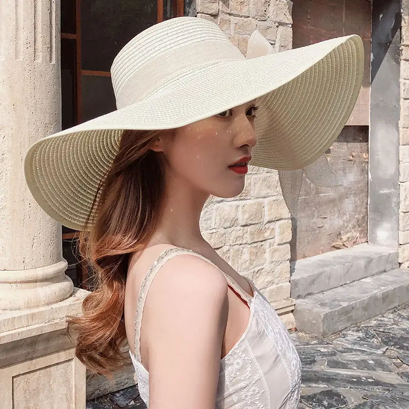 Summer Straw Hat Beach Seaside Large Brim Outdoor ...