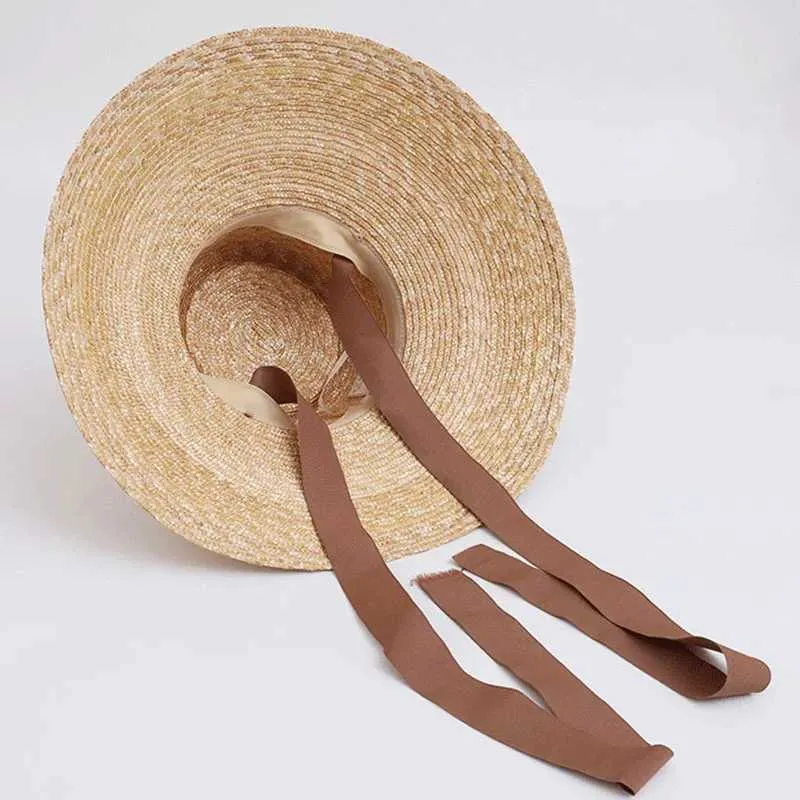Women's Wide Brim Straw Hat With Chin Strap Summer Sun Hat UV Protection Beach Hat Wind Rope Travel Hat