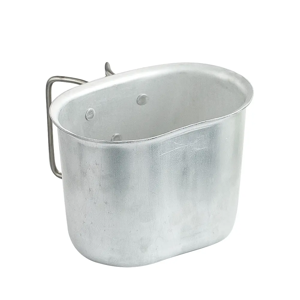Military Aluminum Kettle Cup Portable Outdoor Camping Cookware Pot Bowl Foldable Handle