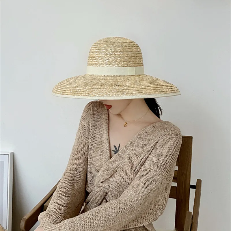 Summer Straw Hat Elegant Ladies Seaside Travel Sun...
