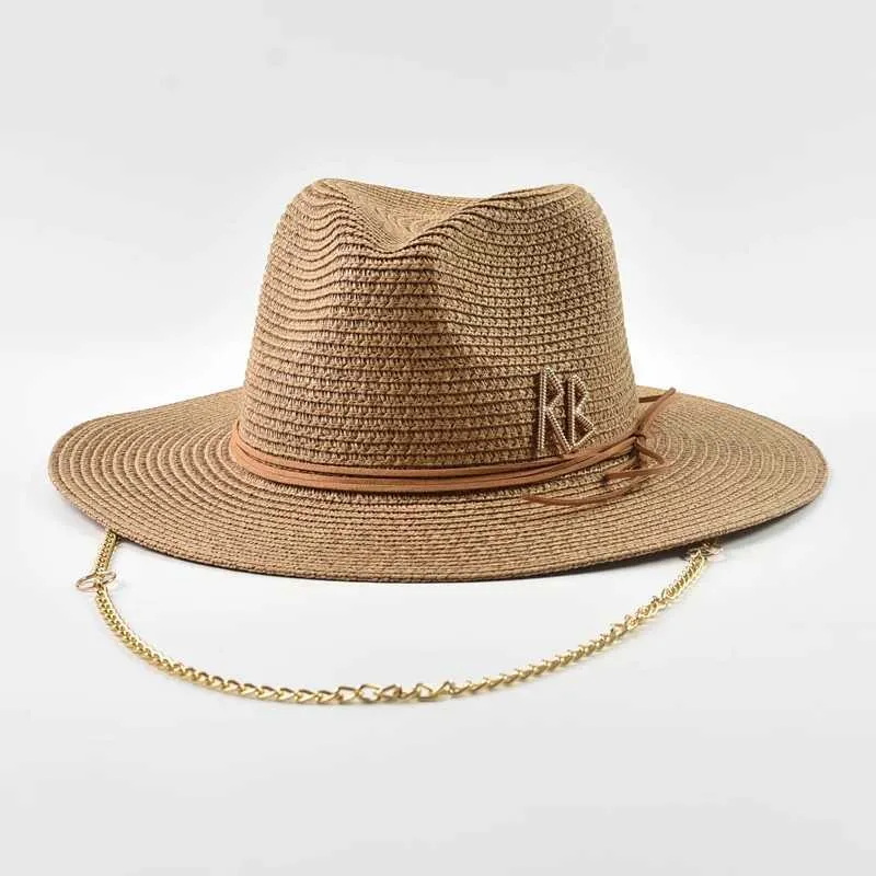 Fashionable Letter Straw Hats for Women Men Summer Jazz Hat Outdoor Holidays Beach Sun Hat