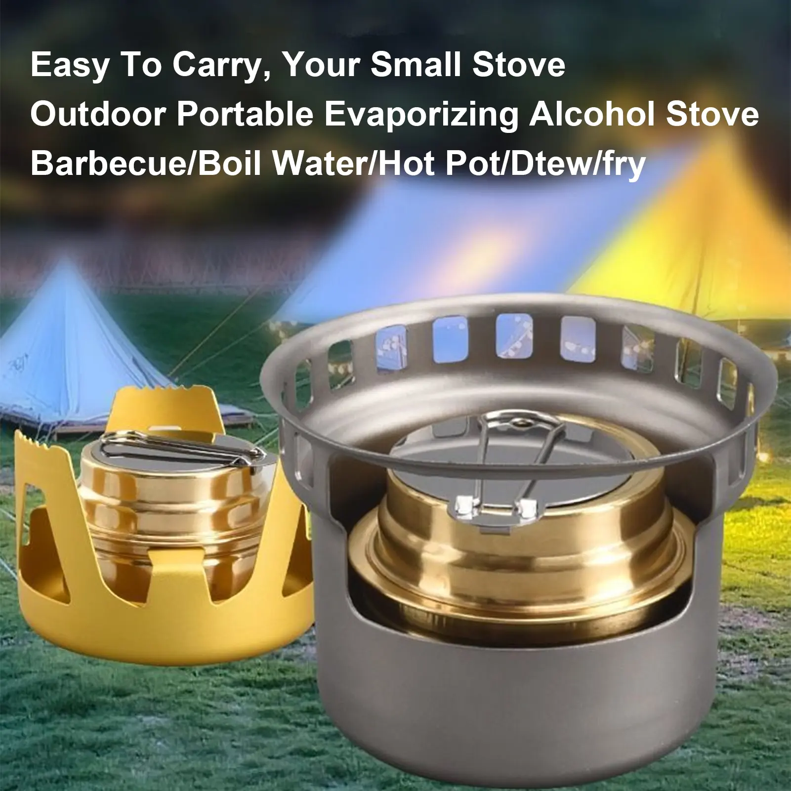 Alcohol Stove With Stand Portable Alcohol Stove Small Aluminium Alloy Brass Windproof For Camping Picnic