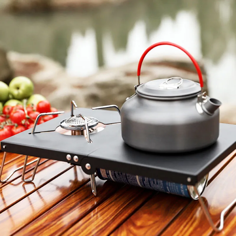 Portable Outdoor Folding Camping Table Stainless Aluminum Table Heat Insulation Spider Gas Stove
