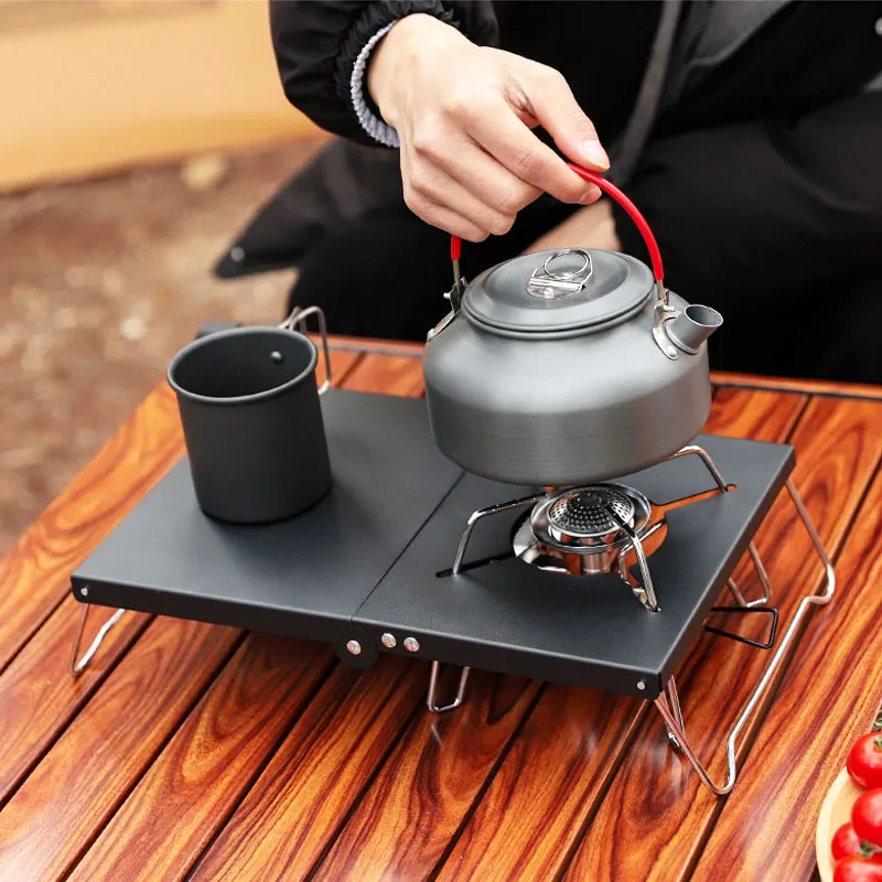Portable Outdoor Folding Camping Table Stainless Aluminum Table Heat Insulation Spider Gas Stove