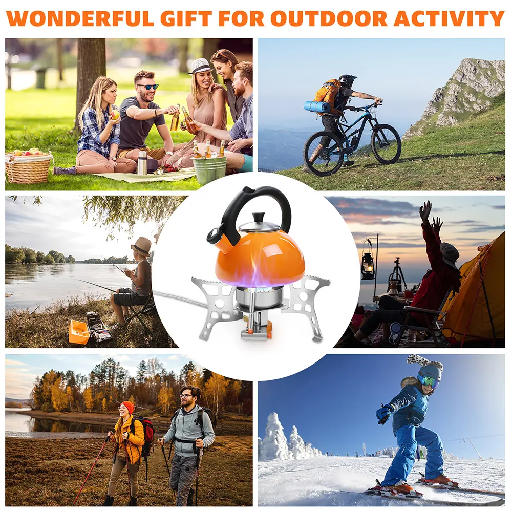 3900w Outdoor Windproof Gas Stove Camping Gas Mini Burner Folding Split Electronic Stove Hiking Travel Self-Driving Equipment