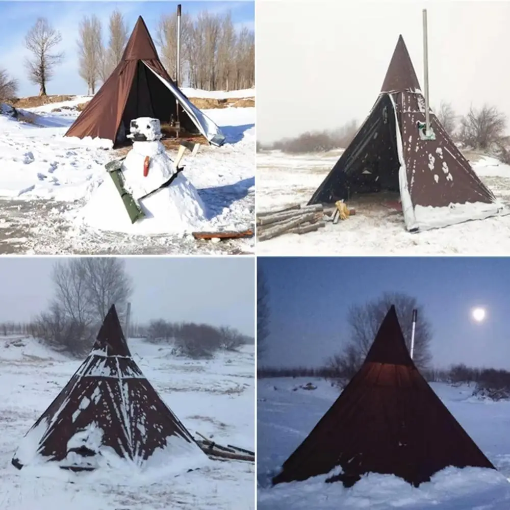 Portable Waterproof Camping Pentagonal Teepee Tent Outdoor Camping Pyramid Tipi Tent