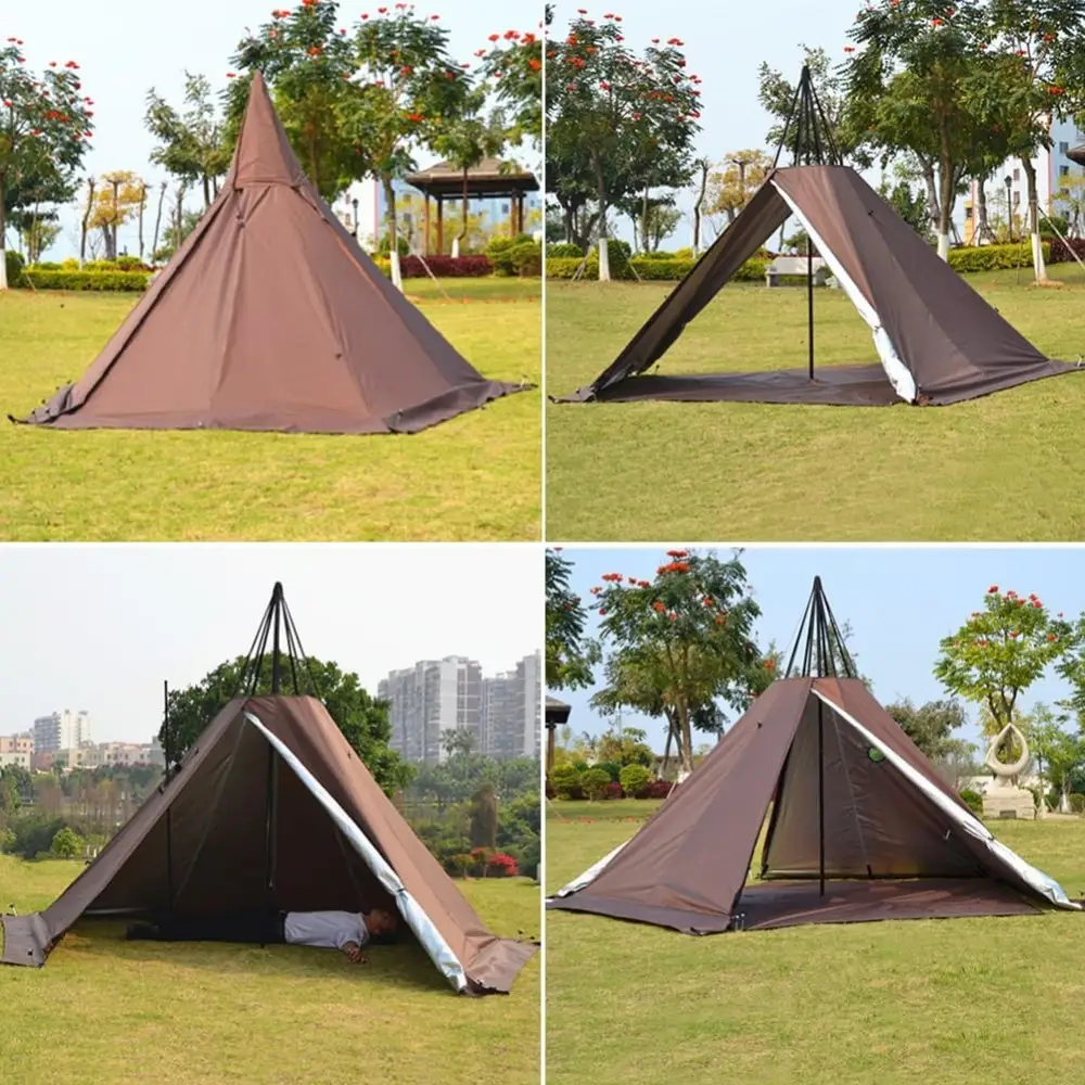 Portable Waterproof Camping Pentagonal Teepee Tent Outdoor Camping Pyramid Tipi Tent