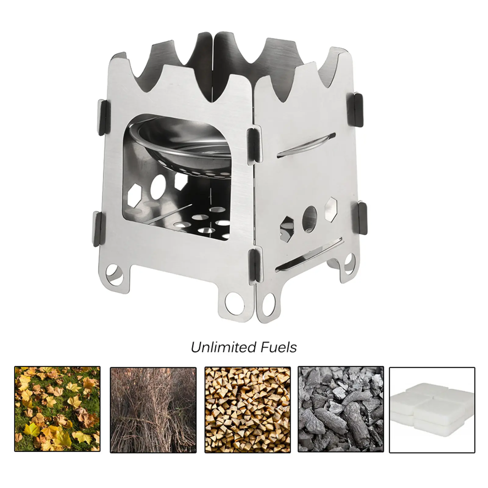 Stainless steel Outdoor Camping Stove Portable Ultralight Folding Wood Stove Pocket Stove Camping Fishing Hiking