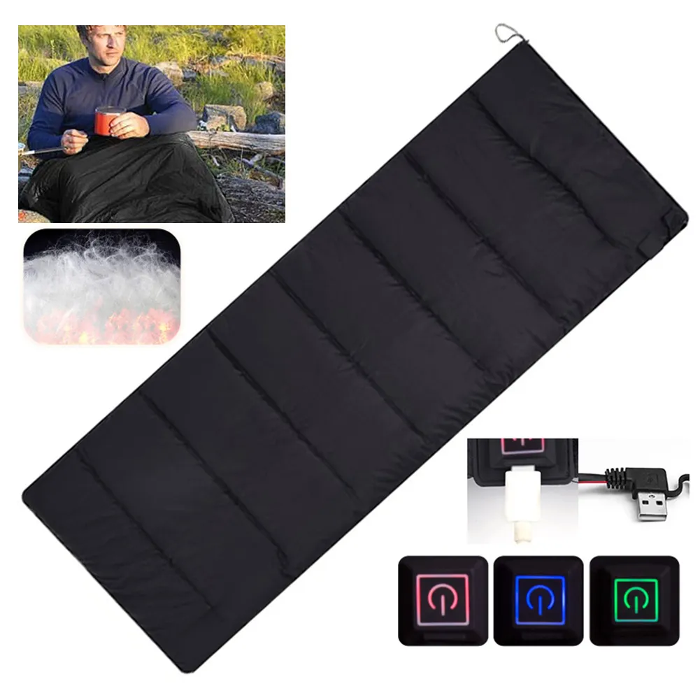 20 Degree Electric Heating Sleeping Bag Blanket 3 Levels USB/Type-C Rechargeable Ultralight Heated Sleeping Bag With Storage Bag