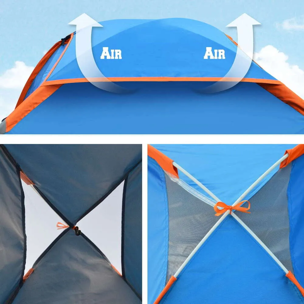 Portable 3-4 Person Camping Tent for Backpacking Traveling Sleep Canopy 2 Doors