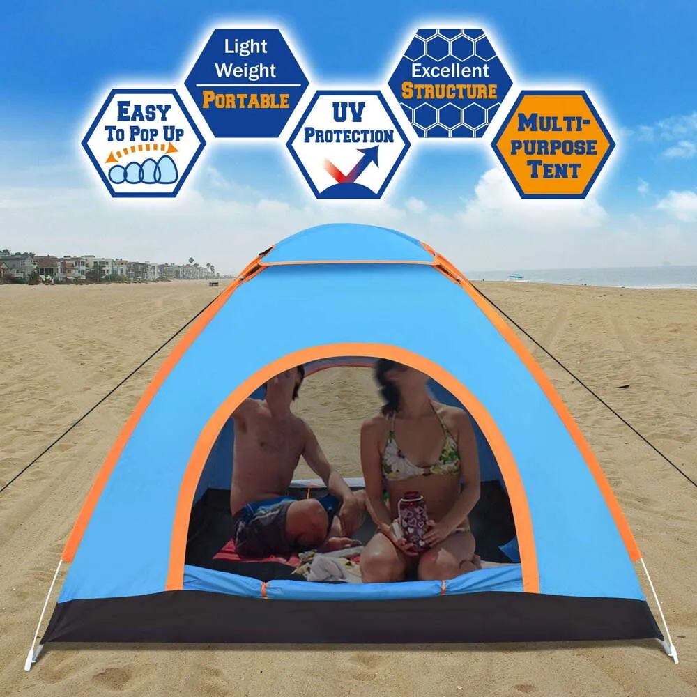 Portable 3-4 Person Camping Tent for Backpacking Traveling Sleep Canopy 2 Doors