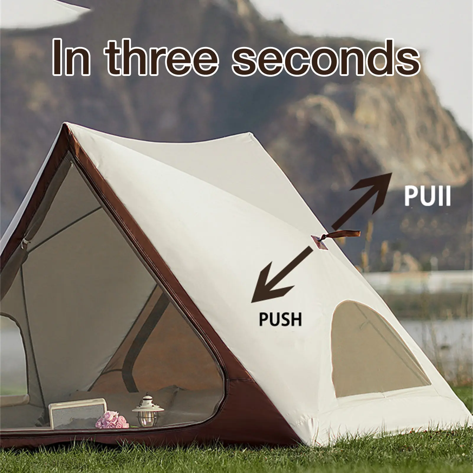 Triangular Camping Tent Automatic Open Tent Pop Up Beach Tents With 6 Ground Nails Portable Triangular Shelter For Camping