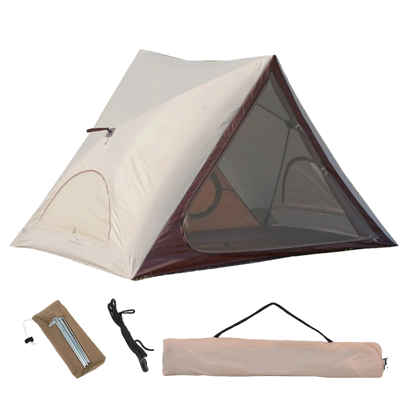 Triangular Camping Tent Automatic Open Tent Pop Up Beach Tents With 6 Ground Nails Portable Triangular Shelter For Camping