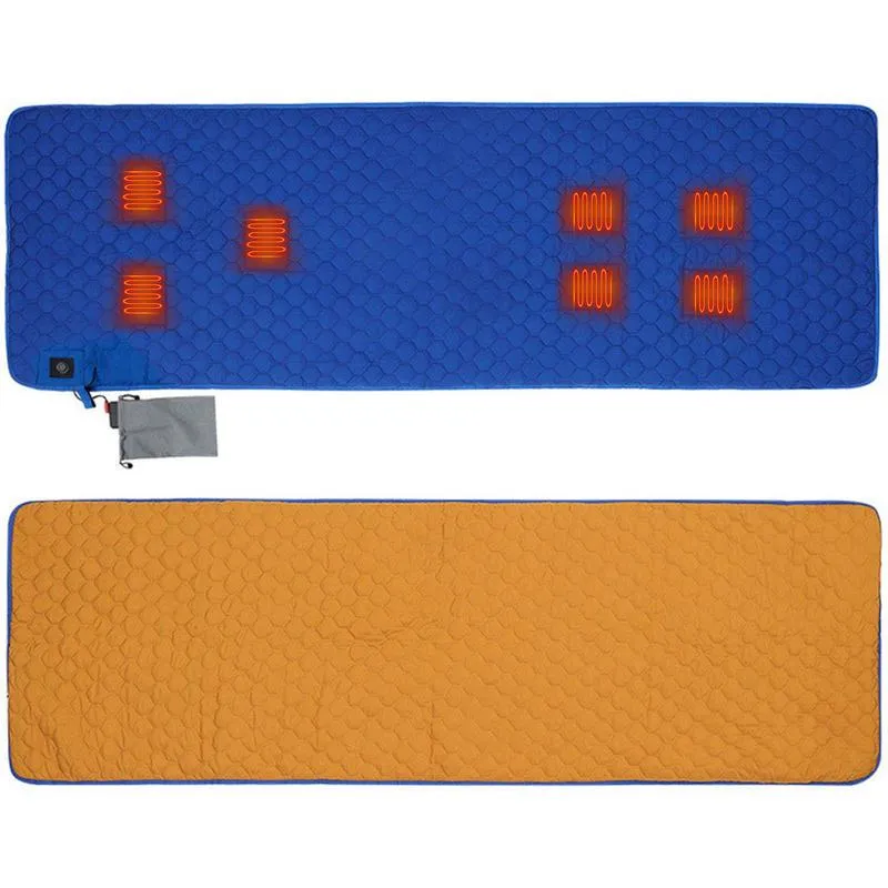 Heated Sleeping Bag Pad Heated Sleeping Bag Liner 7 Heating Zones Operated By Battery Power Bank USB Heating Sleeping Mat