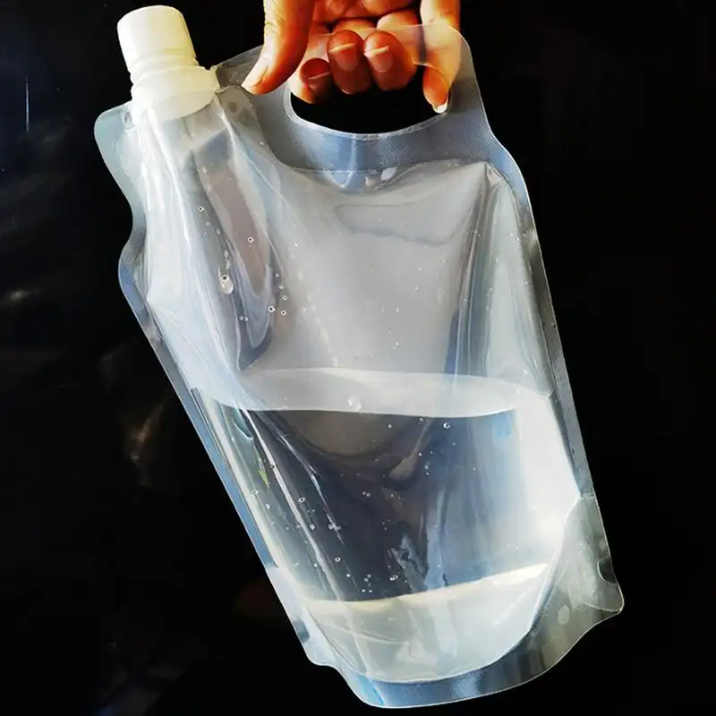 Foldable Drinking Water Bag With Small Opening And Carry Handle Leakproof Water Container For Camping, Hiking And Cycling
