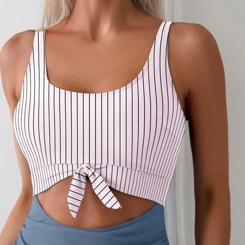 One-Piece Striped Bikini Sexy Women's Suspender Swimsuit Backless Bandage Bathing Suit