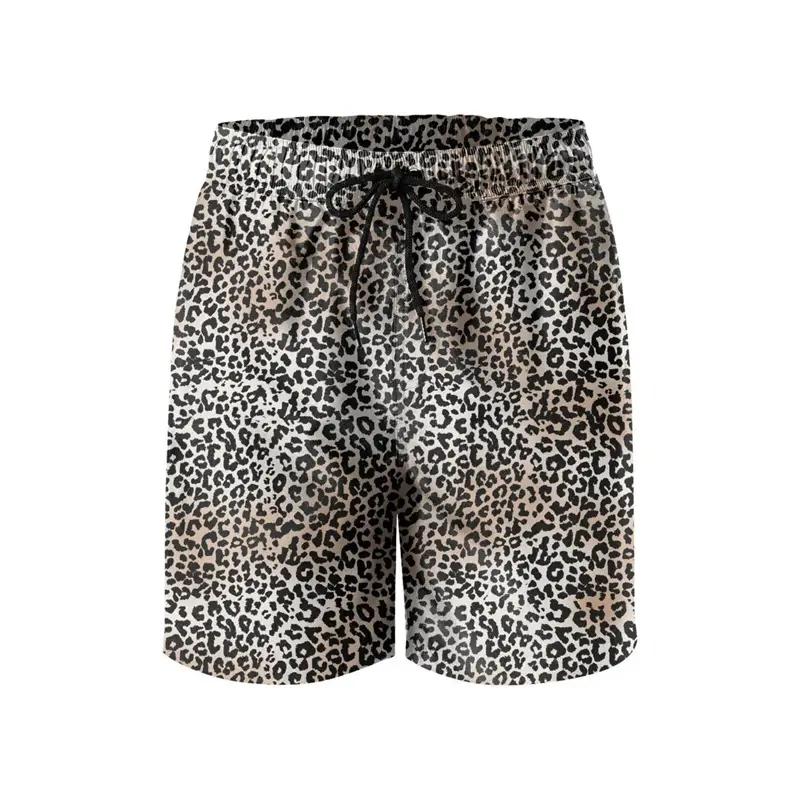 Men's Fashion Leopard 3D Print Swim Shorts Summer Beach Surf Trunks Casual Streetwear Quick-Dry