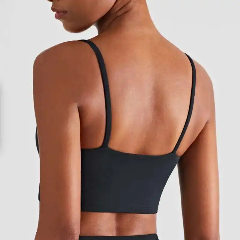 Women's Thin Strap Sports Bra, Fitness Tank Top with Beautiful Back Design for Yoga and Gym