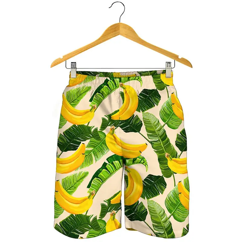 Men's 3D Print Tropical Banana Beach Shorts Summer Quick-Dry Surf Swim Trunks Streetwear