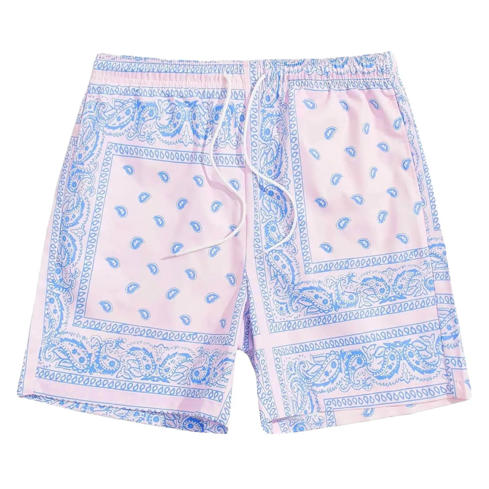 Men's Summer Beach Shorts Boho Drawstring Waist Above-Knee Swim Trunks
