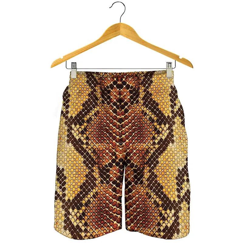 Snake Skin Graphic Beach Shorts Men Summer 3D Print Swim Trunks Cool Street Short