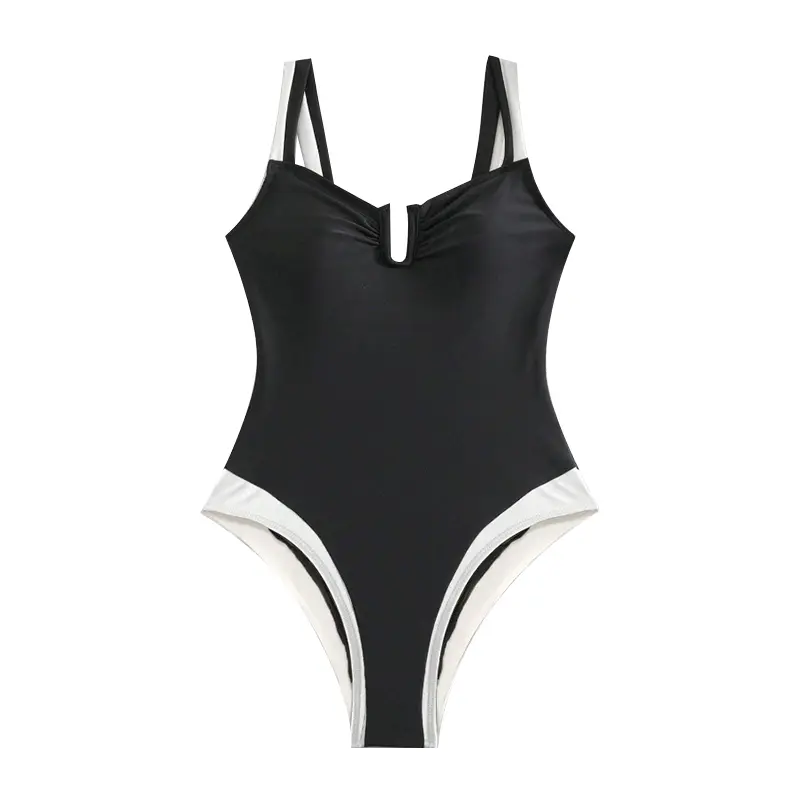 One-Piece Solid Color Swimsuit Sexy Women's Backless Swimwear Beach Bathing Suit