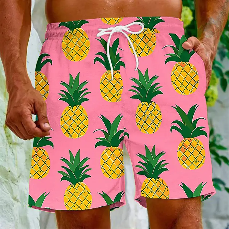 Cartoon Fruit Graphic Men's Swim Trunks Summer Holiday Party Beach Shorts Quick-Dry Swimwear