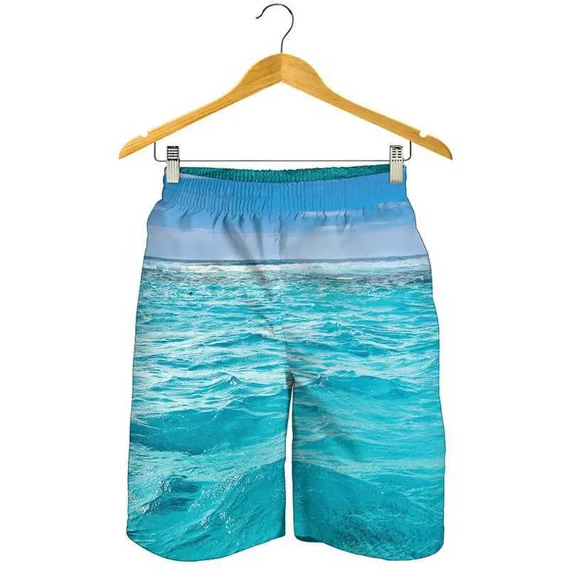 Ocean Wave 3D Print Men's Beach Shorts Summer Surf Swim Trunks Vacation Swimwear