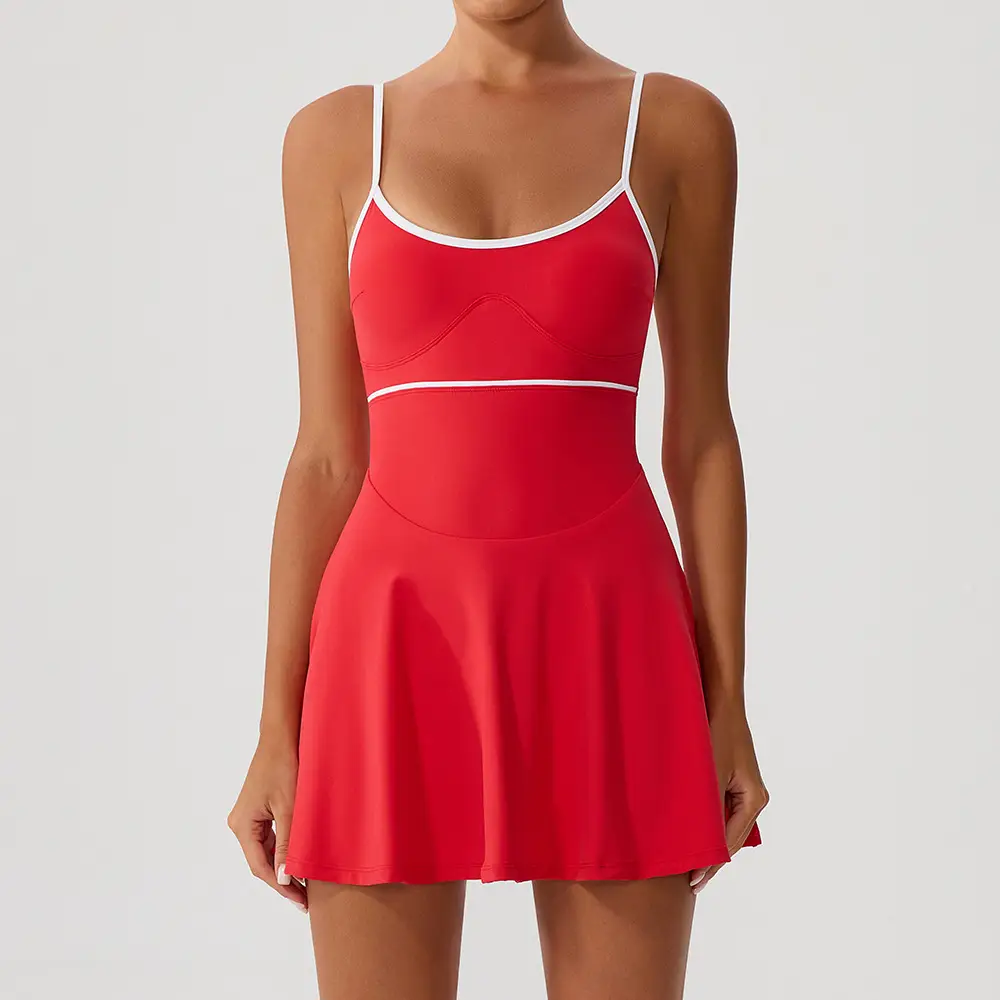 Solid Color Women’s Tennis Skirt with Pockets, Sportswear for Active Play