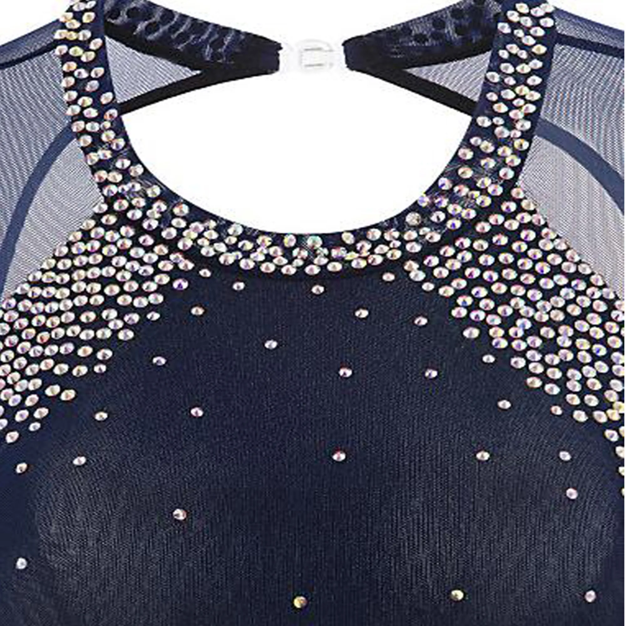 Women's Long Sleeve Figure Skating Dress Decorated With Diamonds