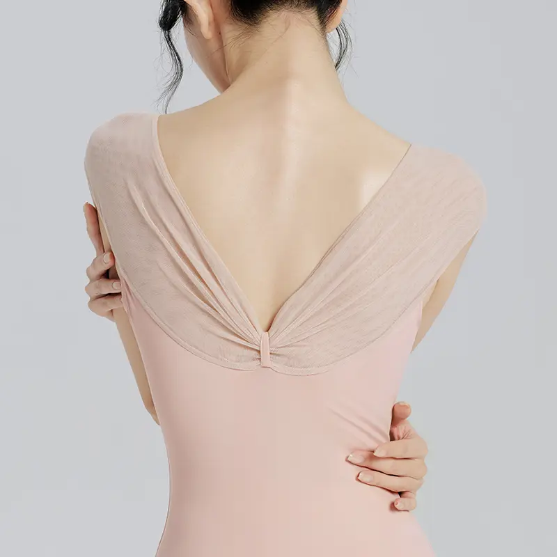 Women's Strapless Ballet Leotard Sleeveless Spliced Dance Bodysuit Adult Gymnastics Wear