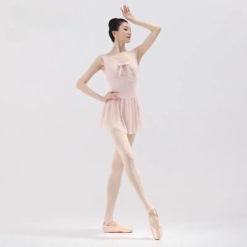 Adult Ballet Leotard with Mesh Suspender Design for Dance Practice, Gymnastics Bodysuit