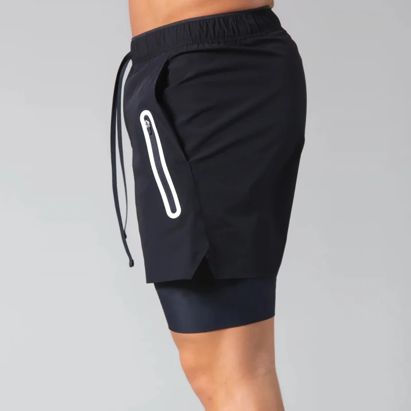 Double-Layer Fitness Sports Shorts for Men, Quick Dry, Breathable Design