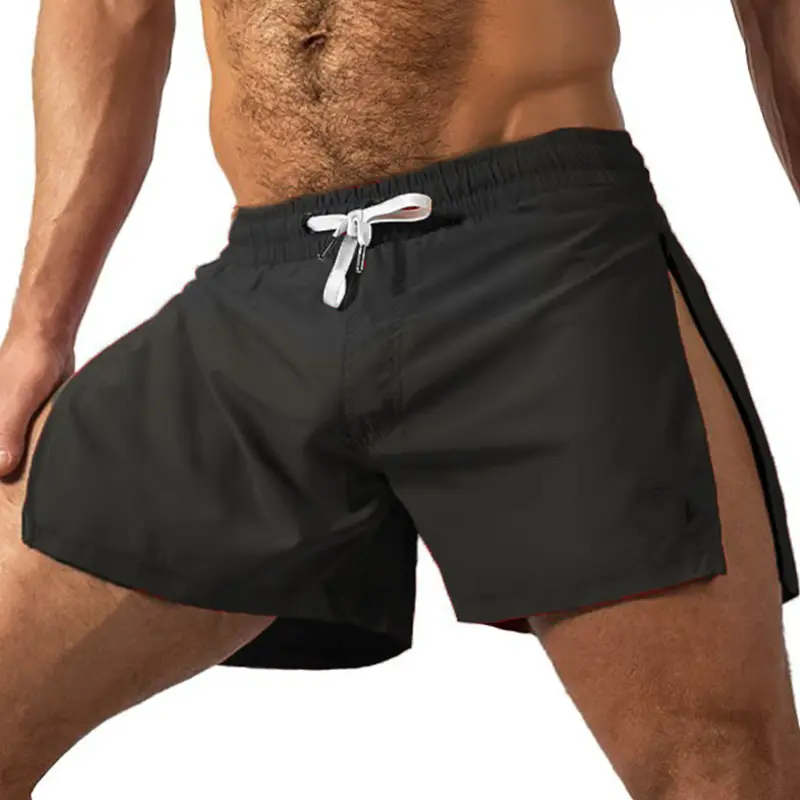 Men’s Sweat Shorts, Quick-Dry Running Shorts with Side Zipper for Gym, Beach, and Fitness Training