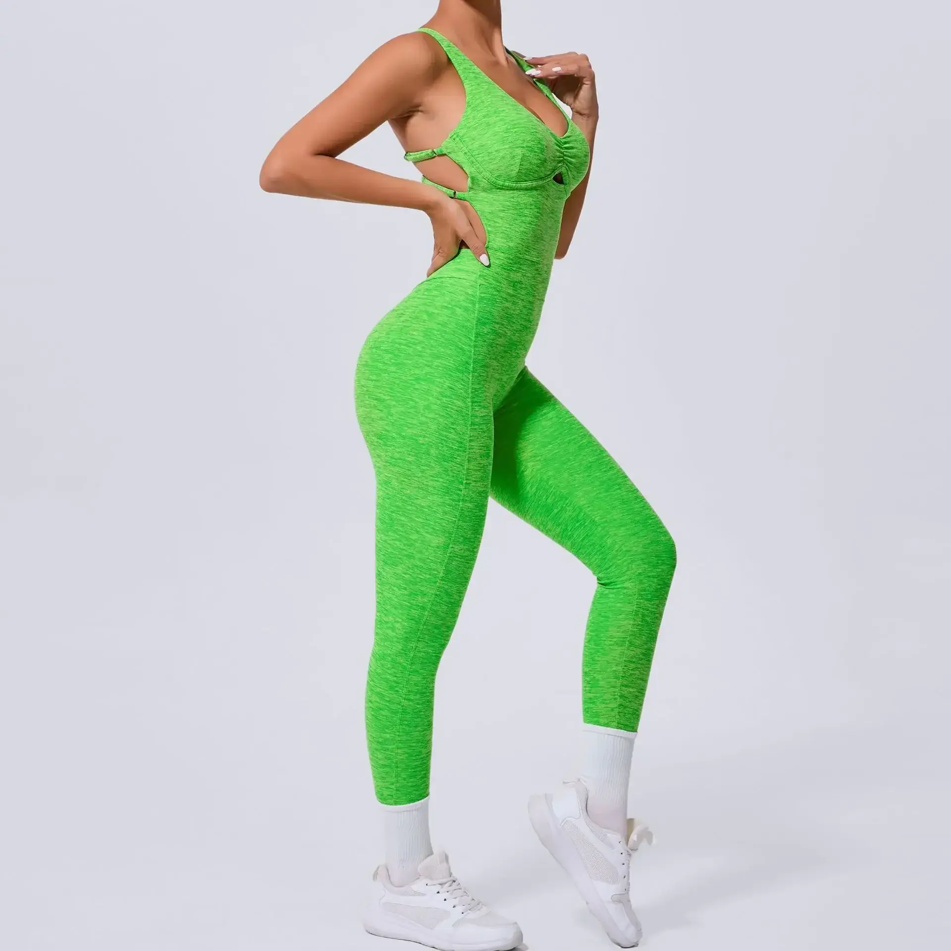 Seamless Jumpsuit for Women, Sports Fitness Peach Butt Lift, Cross-Back Abdomen Support Jumpsuit