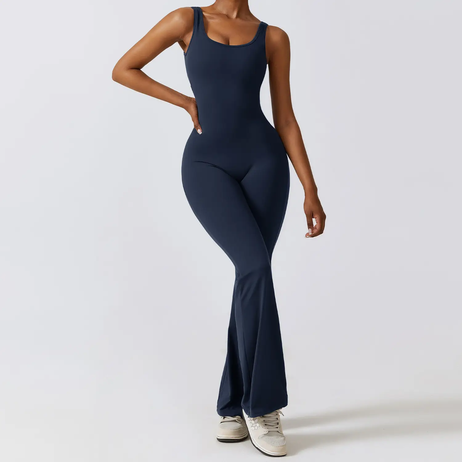 Women's Gym Bodysuit Fitness Wear Sports Set Sexy Back V Neck Jumpsuit