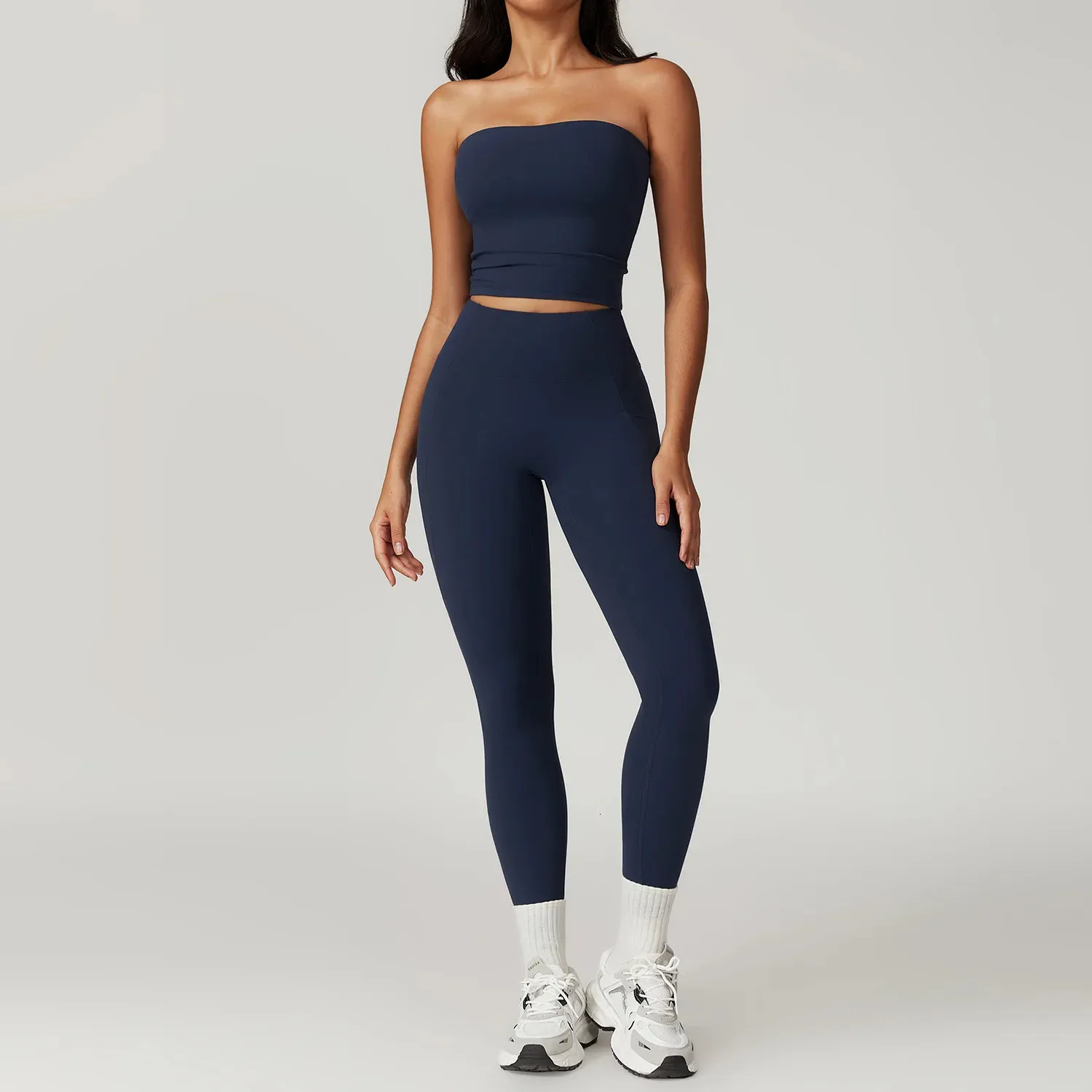 2 Pieces Women's Fitness Sportswear High-Waisted Gym Pants Set