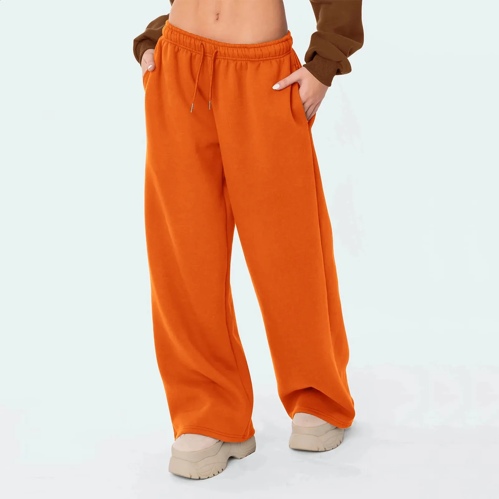 Women's Casual Loose Drawstring Wide Leg Trousers ...