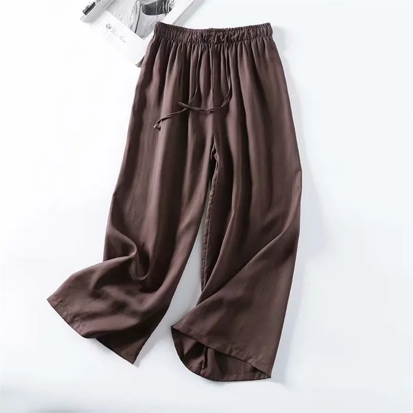 Fashion Women Elastic Waist Wide Leg Pants all-matched Casual Loose High Quality