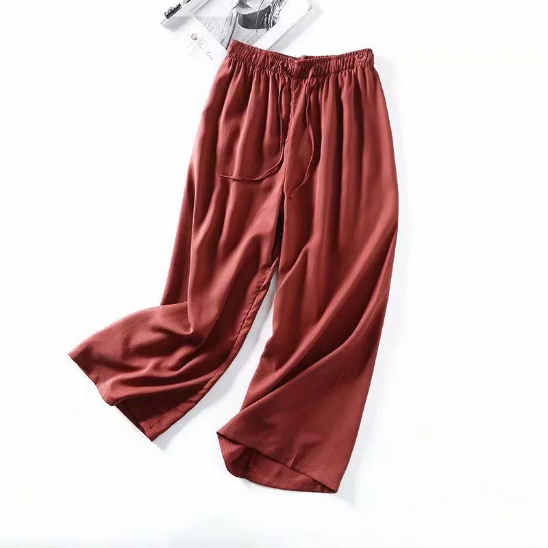 Fashion Women Elastic Waist Wide Leg Pants all-matched Casual Loose High Quality