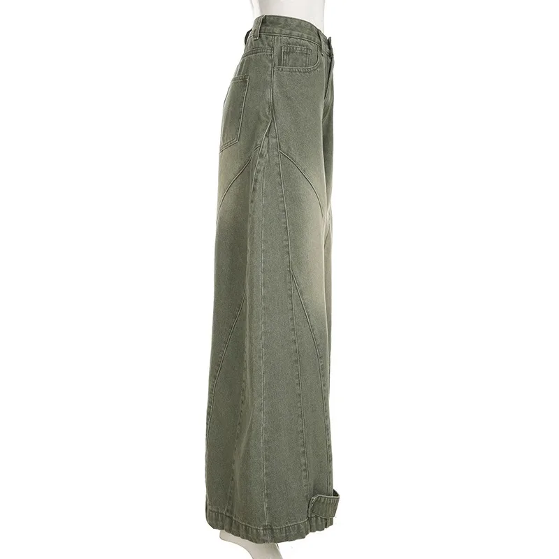 Street Style Do Old Jeans Women Washed Oversized Wide Leg Denim Pants American Retro Chic Spice Girl Scimitar Jeans