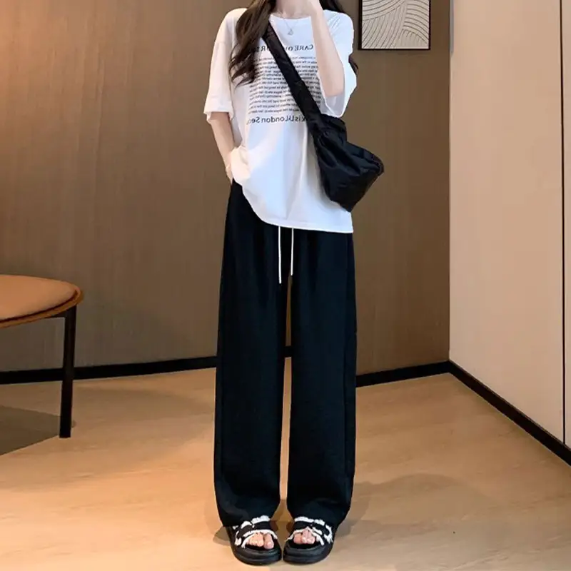 Elegant Wide-Leg Trousers For Women Elastic Waist