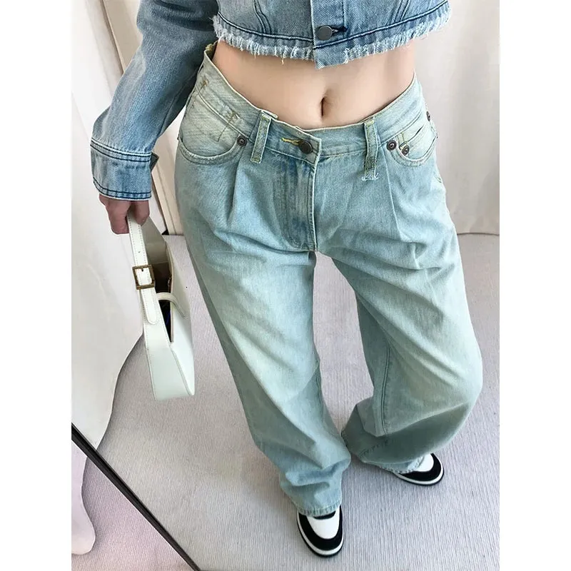 Women's Wide Leg Trouser Loose High Waist Solid Color Casual Jeans