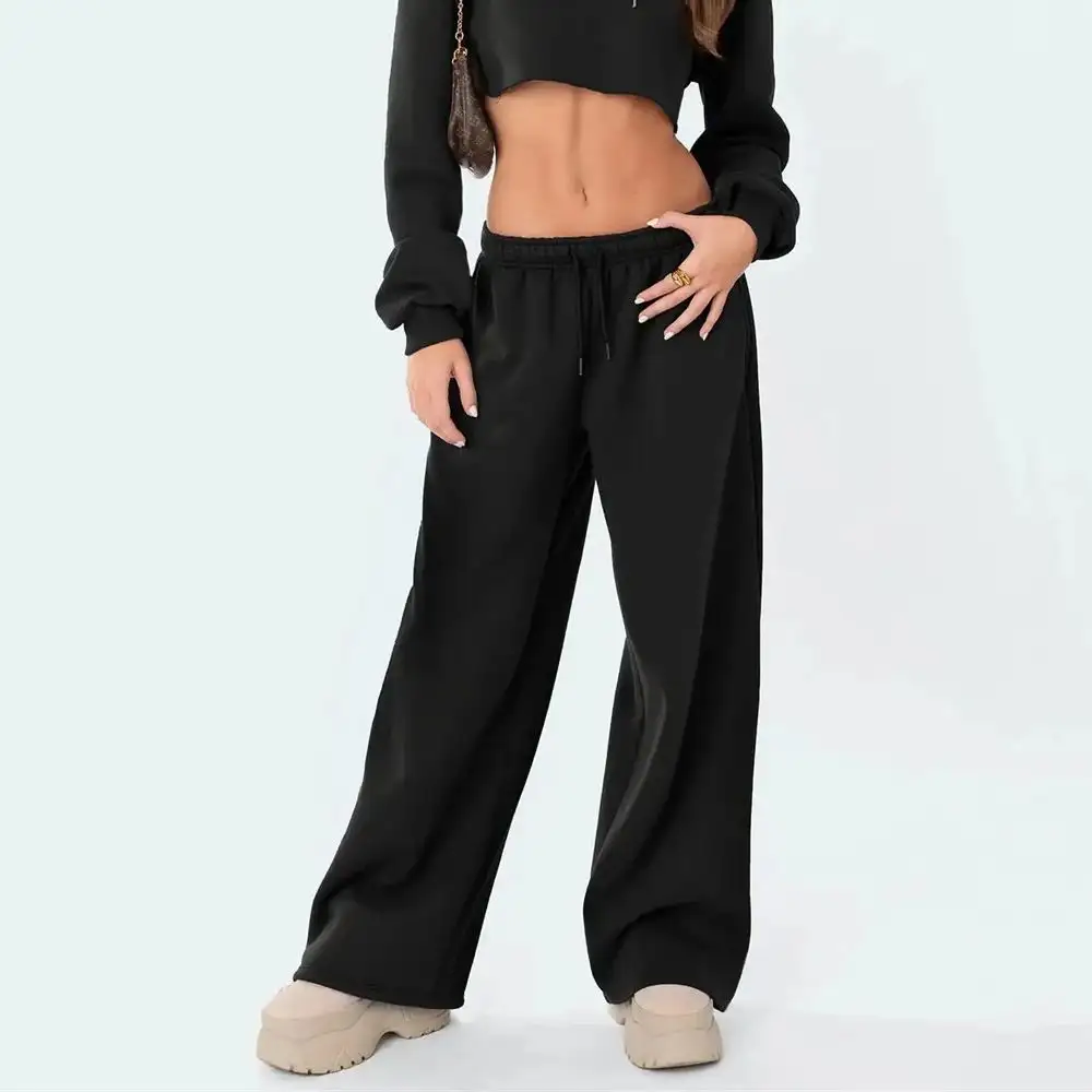 Women Solid Pants Baggy Joggers Trousers Straight Casual Sweatpants
