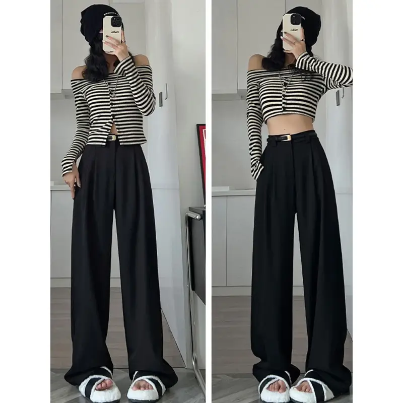 Elegant for Women High Waist Wide Leg Fashion Trousers with Pockets