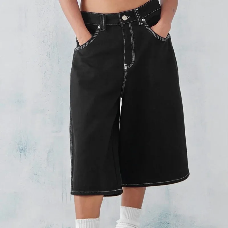 Men's Jeans Baggy Shorts For Men Casual Loose Fit Wide Leg Denim Short Male Streetwear