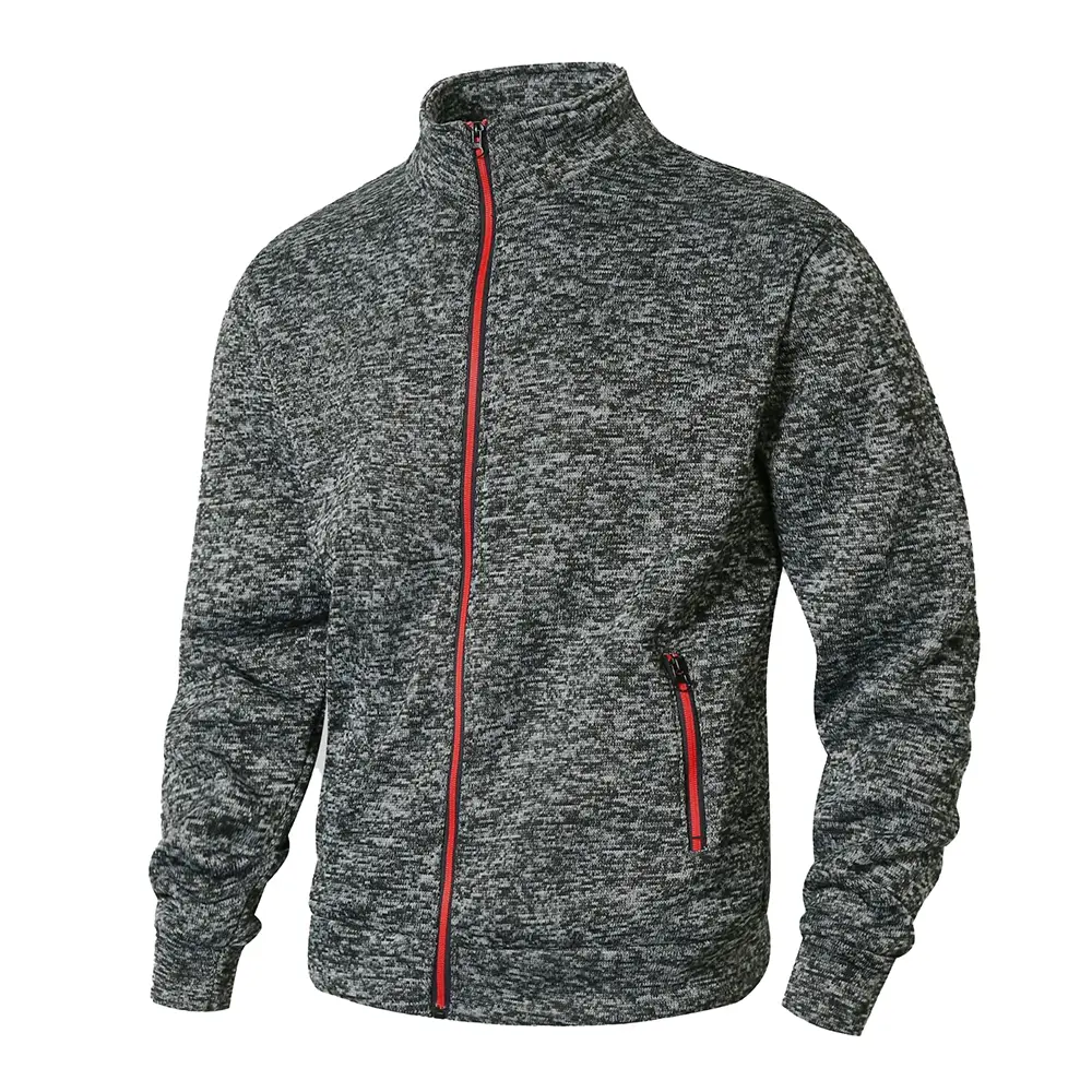 Men's Lapel Sweater Zipper Neck Sweatshirt Cardigan Men's Casual Contrast Color Zipper Top