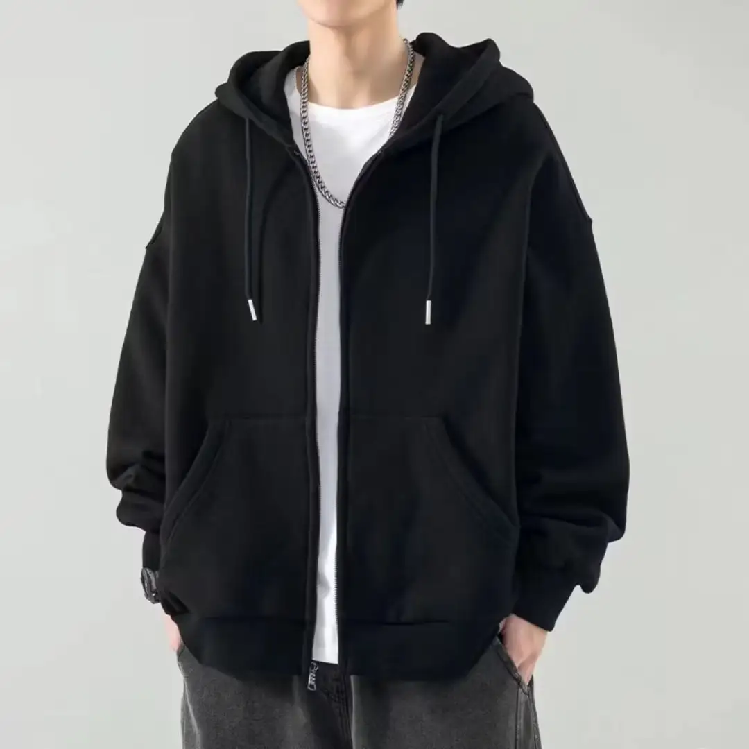 Men's Hoodie Zipper Sweatshirt Loose Thin Jacket Casual Top