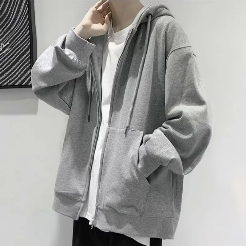 Men's Hoodie Zipper Sweatshirt Loose Thin Jacket Casual Top